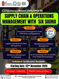 diploma in supply chain and operations management with six sigma by skill development council karachi