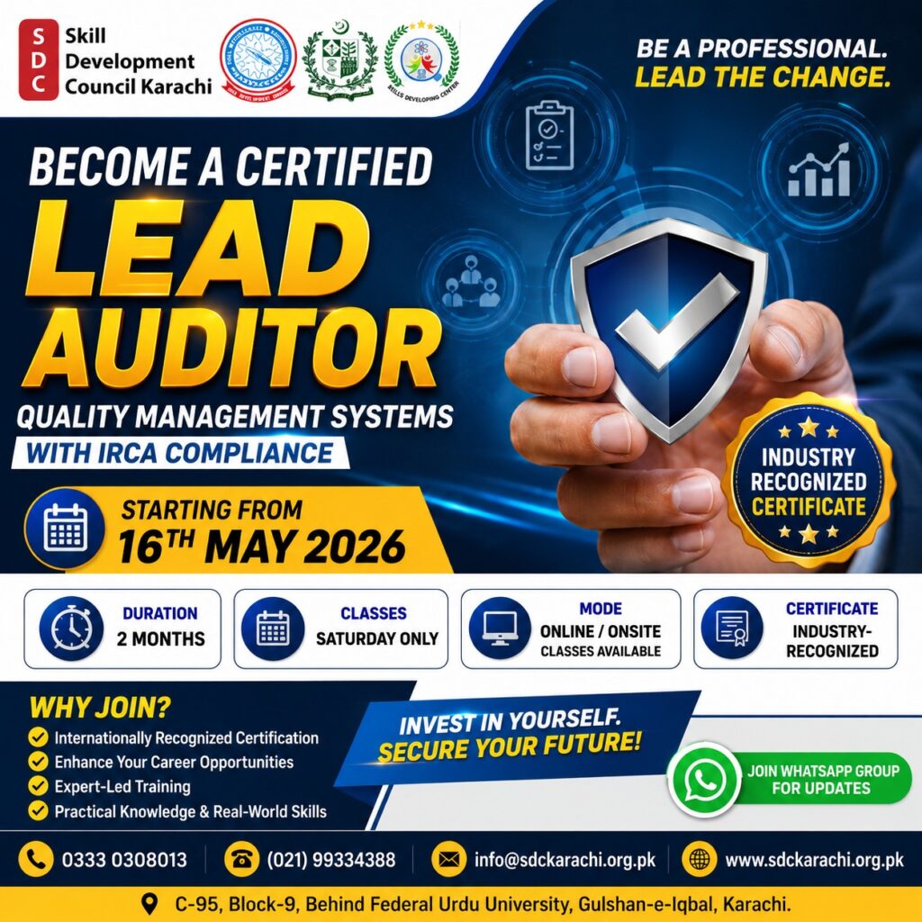be a professional in lead auditor quality management systems with IRCA compliance by skill development council