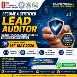 be a professional in lead auditor quality management systems with IRCA compliance by skill development council